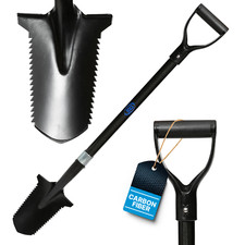 CKG Carbon Metal Detecting Shovel Digging Tool with Double Serrated Blade Black picture