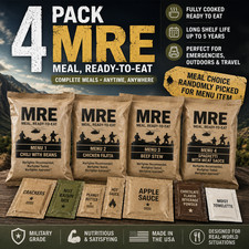 MRE 4 Pack Emergency Meals - Ready To Eat Survival Food, USA Made Military Meal picture