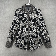Frank Lyman Blouse Top Women Size 6 Black Floral Button Up Casual picture