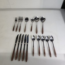 VTG Ekco Eterna Canoe Muffin Flatware Lot 17 Spoons Knives Forks MCM Japan picture