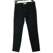 Nili Lotan Jenna Twill Pants in Grosgrain Tape Stripe Mid Rise Straight Leg - 0 picture