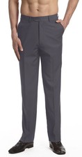 CONCITOR Men's Dress Pants Trousers Flat Front Slacks Solid CHARCOAL GRAY Color picture