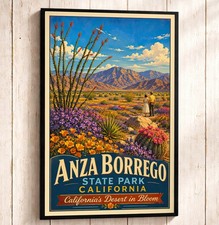 Anza Borrego Desert State Park Poster California Wildflower Bloom Vintage Travel picture