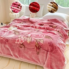 2 Ply Reversible Raschel Blanket Fluffy Warm Bed Blanket Leopard Floral Printed picture