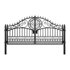 14FT European Dual Swing Iron Gate with Posts | Anti-Rust for Driveway Outdoor picture