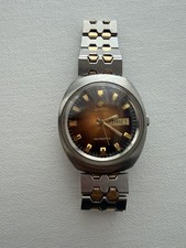 Zodiac Automatic Vintage Root Beer Metallic Swiss Made Day Date Watch 2 Tone picture