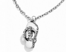 Brighton Starry Night Flip Flop Silver Crystal Necklace NWT $48 picture