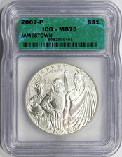 2007-P $1 Jamestown 400th Anniversary Commemorative ICG MS70 Silver Dollar picture