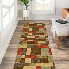 Custom Size Stair Hallway Runner Rug Non Slip Rubber Back Multicolor Tiles 3D picture