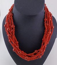 Vintage Mult-Strand Authentic Mediterranean Coral Layered Necklace picture