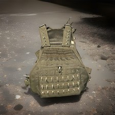 custom-studded with stainless steel spikes — punk hardcore black ‘tactical’ vest picture