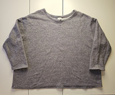 Pure Jill J Jill Womens 3X Gray Herringbone Cotton 3/4 Sleeve Boxy Pullover Top picture