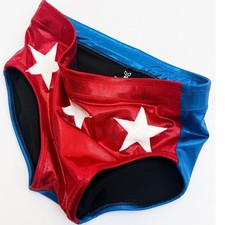 Pro Grade Wrestling Patriotic red white blue Wrestling trunks tights briefs gear picture
