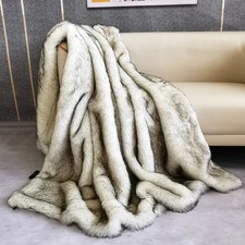 Luxury Faux Fur Throw Blanket Soft Plush Fleece Couch Bed Cover Multi Sizes picture