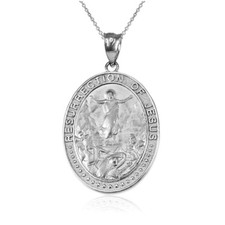 Sterling Silver Resurrection of Jesus Oval Medallion Pendant Necklace picture