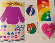 5 VINTAGE SANDYLION STICKERS 80’s SWEATSHIRT PENGUIN TIGER HEART SWITCHCOVER picture