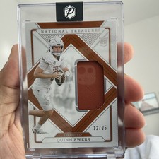 2025 Panini National Treasures Collegiate - Quinn Ewers  12/25 Hook Em Swatch picture