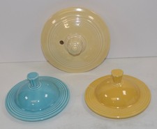 3 Vintage Fiesta Ware Lids 2 Sugar Bowls & 1 Tea Pot - All Excellent picture