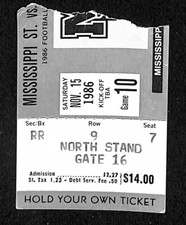 1986 LSU v Mississippi State Football Ticket 11/15 Scott Field 89382 picture