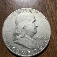 Rare KeyDate 1949S Franklin Half Dollar Full Bell Lines Actual Coin Higher grade picture