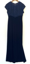 VTG Betsy & Adam W8 Blue/Black Velvet Evening Gown Y2K Dark Romantic Retro Glam picture