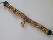 Buffalo Bone 4 Line Choker Tribal Native American Necklace Woody Brown picture