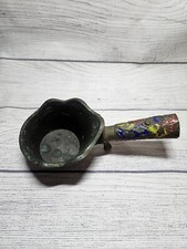 Vintage Chinese Bronze Silk Coal Pan w/ Etched Floral Handle & Aquatic Creatures picture