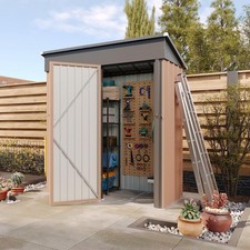 5 x 3 FT Outdoor Storage Shed Metal Garden Shed Base Sloping Roof Lockable Door picture