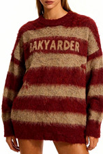 BAKYARDER Women's Striped Fuzzy Crewneck Oversized Pullover  L picture