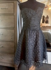 BCBGMAXAZRIA Black Lace Fit & Flare Boned Sweetheart Strapless Mini Dress 8 picture