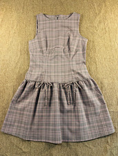 Love, Fire Plaid Sleeveless Drop-Waist Mini Dress S Brown & Pink picture