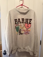 Women's RARE Gray AUSTIN TEXAS Parke  Crew Neck Pullover Fleece Sweatshirt XXL picture