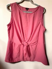 Talbots Pink Tie Front Blouse Size XL Sleeveless Draped Waist Career Top picture