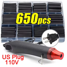 Black Heat Shrink Tube Kit 2:1 Electrical Wire Insulation Sleeves - NEW picture