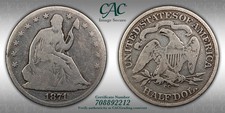 1871-CC Seated Liberty Half Dollar - CAC AG Details - Very Rare Low Mintage picture