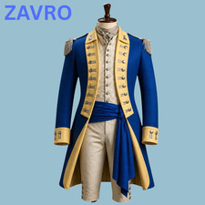 Men's Colonial Officer Costume Royal Blue 18th Century Historical Uniform picture