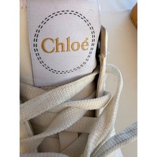 Chloe Nama Low Top Sneakers White Leather Suede Scalloped Gum Sole EU 41 picture