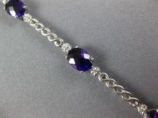 7.04CT DIAMOND & AAA AMETHYST 14KT WHITE GOLD 3D OVAL & ROUND TENNIS BRACELET picture