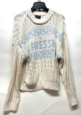 Vakko Sport Women's XL Cream/Blue Cable Knit Acrylic Sweater (C9) picture