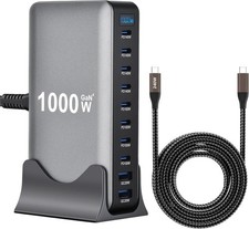 Famous Tech Shop 1000W GaN 10-Port USB-C Charging Station with 240W Cable, Fa... picture