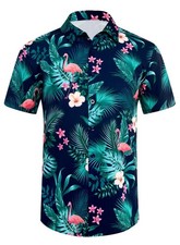 Mens Hawaiian Shirt Short Sleeve Button Down Funny Tropical Beach Summer Tops picture