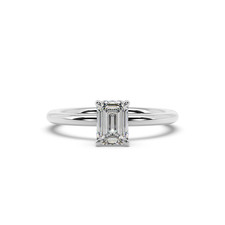 Diamond Engagement Ring IGI Certified Lab Grown 1.11 Ct Emerald 14k White Gold picture