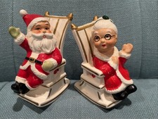Vintage Lefton Mr-Mrs Santa Claus Rocking Chair Figurine Salt/Pepper Shakers picture