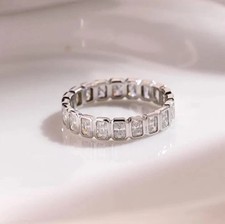 2 TCW Radiant Cut Moissanite Full Eternity Band 14K White Gold Wedding Ring picture