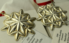 2 Reed Barton WATERFORD STERLING SNOWFLAKE Christmas ORNAMENT Lismore  2005-06 picture