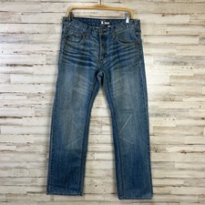 H&M Bragg Fit Jeans Men 34x32 Blue Denim Straight Leg Medium Wash Vintage Vibe picture