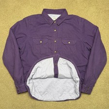 VTG LL Bean Quilted Shirt Jacket Women L Purple Gingham Insulated Shacket 284045 picture