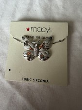 Vintage Macy’s Silver Butterfly Necklace 402 picture