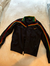 Billabong Men's Track Jacket Full-Zip Black Stripe Pockets Knit Polyester s picture