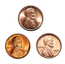 ✅  1955 P/D/S BU Uncirculated 3 COIN SET Lincoln Wheat Cents Choice RED Beauties picture